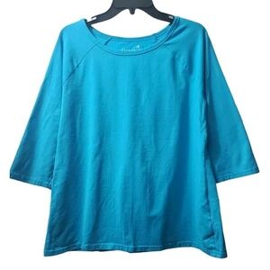 Hanes Live Love Comfort Top 3/4 Sleeve Casual‎ Blue XL